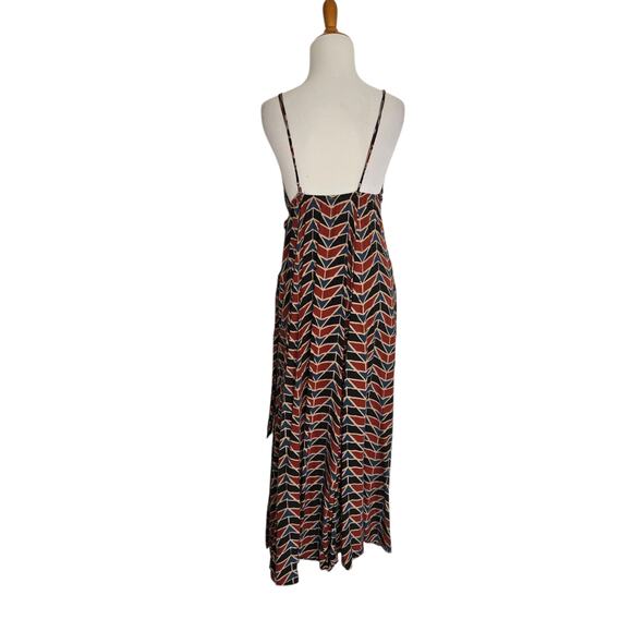 Free People Siren Wrap Maxi Dress Linen Adjustable Geometric Red Women Small - Picture 4 of 14